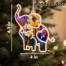 Friendship Elephant Ornament,Elephant Ornaments Friendship Gifts with Story Card,Birthday Gifts for Friends, Flower