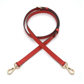 Senral Leather Strap for Bags, Crossgrain Leather Strap for Women's Bags, Leather Adjustable Shoulder Strap with Carabiner, Red Cross Gold 1.5 cm