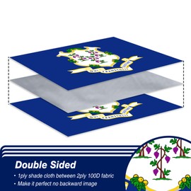 XIFAN Double Sided Connecticut State Flag 3x5 ft, Heavy Duty 3 Ply Durable Polyester, CT Flag with Vibrant Print/4 Rows Hemming/Brass Grommets for Indoor Outdoor Decor