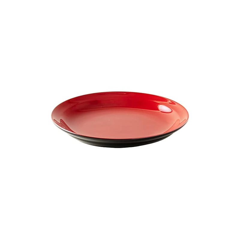 Shikkodo "Yamanaka Lacquerware" 5.0 Meigai Plate, Mokumaki Shape, Vermilion Coating
