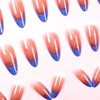 24Pcs Star French Tips Short Oval Press on Nails, Blue
