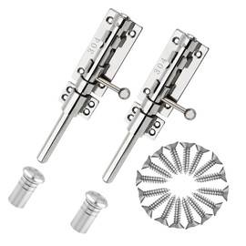 Sliding Bolt Gate Latch Solid Lock Bolt Heavy Duty 304 Stainless Steel Latch Lock Security Latch Door Bolt Reinforced Gate Accessories with Dust Box for Barn Fence Shed Cellar