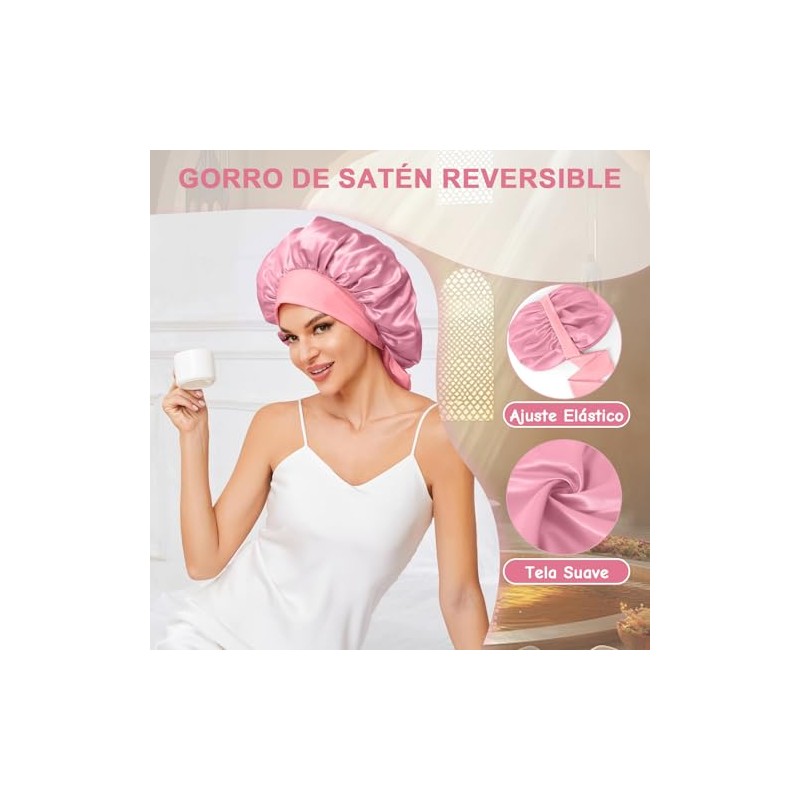 QYIKLPY Gorro De Satín Para Cabello Rizado, Gorro De Seda