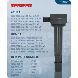Marsram Ignition Coil Pack set of 6 Compatible with 2005 2006 2007 2008 Acura CL RL TL 2001 2002 2003 Honda Accord Odyssey EX LX EX-L 3.0L 3.2L 3.5L Replacement for UF242 C1221 30520P8EA01