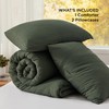 Bedsure Oversized Queen Comforter Set, Dark Green Soft Prewashed Bedding