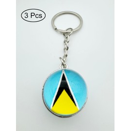 3 Pcs Saint Lucia Flag Key Chain,Cool Keychain for Car Keys, Stainless Steel Keyrings & Keychains,Used for Home Decoration, Jewelry Hanging Decorations.