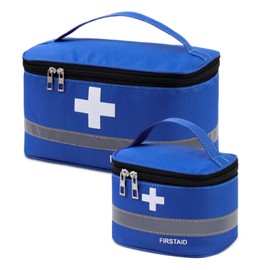 dogmoon Erste-Hilfe-Tasche, leer, 2 Stück kleine/große Erste-Hilfe-Notfall-Organizer-Taschen, tragbare leere Medikamentententasche, tragbare Erste-Hilfe-Box für Outdoor, Camping, Reisen, Arbeit, blau