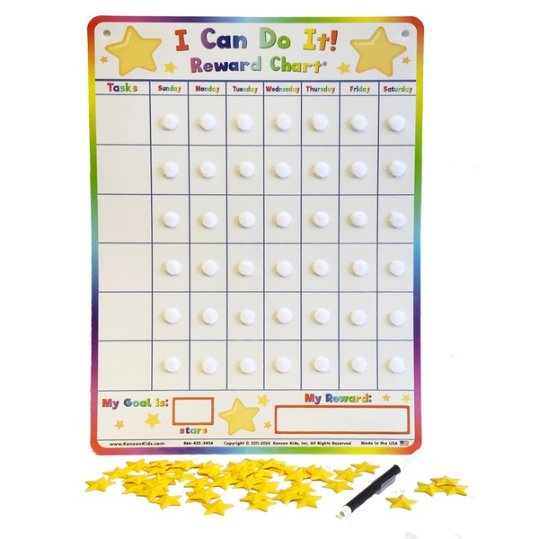 Customizable Dry Erase Incentive Chart with Marker and 45 Reward