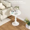 Vorriop Pedestal White Metal Side Table, Small Sofa Coffee Table,