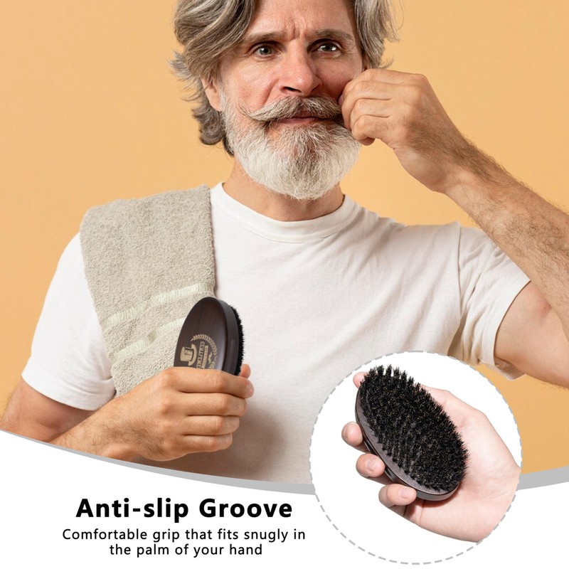 Maalgic Boar Bristle Beard Brush for Men, Natural Wood Travel