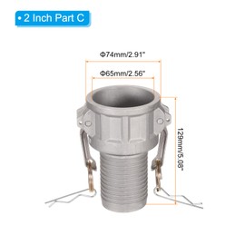 PATIKIL 2 Pack Aluminum Cam Lock Fittings - Male Adapter x Female NPT Thread, Quick Disconnect Coupling Cam Lock Hose Fitting, Corrosion Resistant (2 Inch Part C Cam Groove Type)