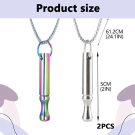 Mindfulness Breathing Necklace, 2Pcs Stress Relief Necklaces, Anxiety Necklace, Portable Meditation Stainless Steel Breathing Necklaces for Men Women for Breathe Exercises, Meditation(Silver, Colored)