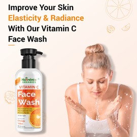 Nutrainix Organics Skin Brightening Vitamin C Face Wash with Orangy Vibes | Reduces Acne, Pimples, Suitable for all Skin Types Women and Men - 100 ML