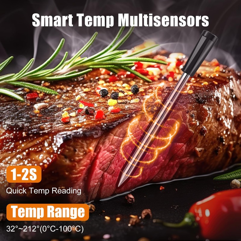 Smart Bluetooth Meat Thermometer, 330ft Rang Cooking Thermometer, Wireless Thermometer