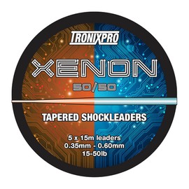 Tronixpro Unisex's Xenon Tapered Leader 50/50 Fishing Line, Orange/Clear, 15m