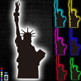 OUYENL Statue of Liberty Decor Lamp Night Light, The Statue of Liberty Statue New York Landmark Independence Day Birthday Christmas Gifts 16 Colors Changing 3D Dimmable Neon Sign Wall Lights