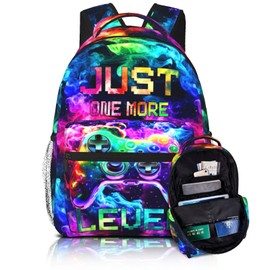 Wsotce Backpack For Boys Game School Backpack For Kids Teens Elementary Middle School Student Bookbag Boys Video Game Travel Back Pack for Ages 6-18