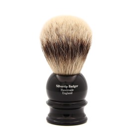Edwin Jagger 3EJ466 Large Silver Tip Badger Shaving Brush, Imitation Ebony for use with Shaving Cream or Soap for Men