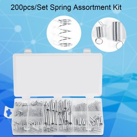 Juego de resortes, 200 piezas/juego 20 tamaños de resorte de compresión de extensión, kit de resortes metálicos con caja