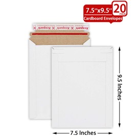 Xxcxpark 20 Pack Rigid Mailers, 7.5x9.5 inches Self Seal Photo Document Mailers Premium Cardboard Keep Flat Envelopes for Photos, Pictures, Papers, Files, CD