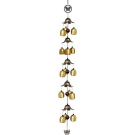 Generic Wind Chimes for Home, Balcony, Garden, 5 Layer, Positive Energy, Home Decor, Hanging Long Brass Bells, Gifts for Loved Ones, 15 Bells, Silver Leaf by Click2Get, Gold