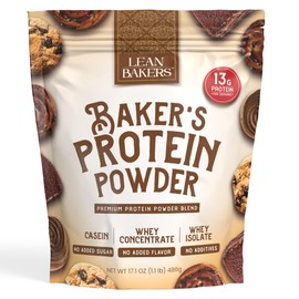 LEANBAKERS, Baker's Protein Powder Pure Natural Protein Blend, Whey Isolate, Whey Concentrate, Casein, Gluten Free, no sweeteners, Unflavored, 17.1 oz, for Baking high Protein Low Calorie Snacks