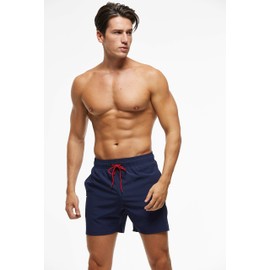 Arcweg Men's Swimming Shorts Mens Swim Trunks with Zipper Pockets Swim Shorts Mesh Lining Stretchy Board Shorts Surfing Beach Shorts Quick Dry Dark Blue M(UK)