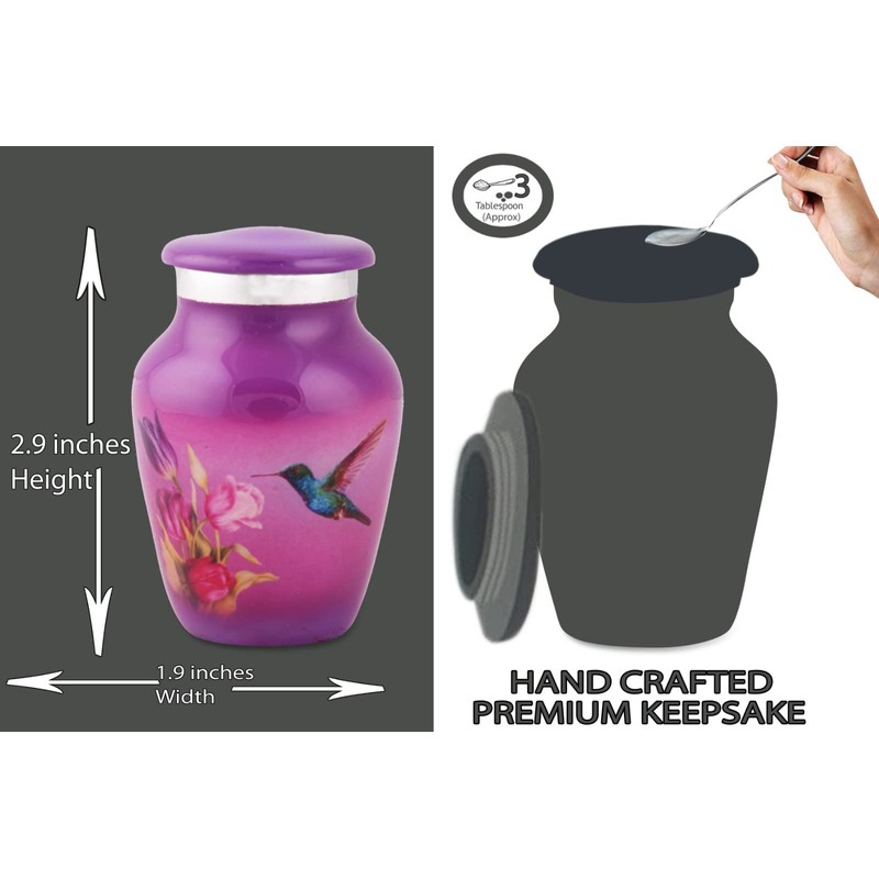 BOLD & DIVINE Small Purple Hummingbird Keepsake Urns | For