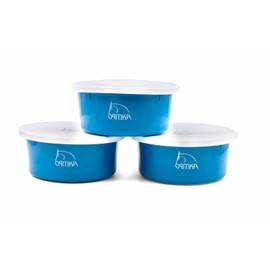 AMKA Food Bowl Bowl 1 Litre with Lid Fürfutterschüssel Water Bowl for Horses, Dogs Animals Set of 3 Colour Petrol