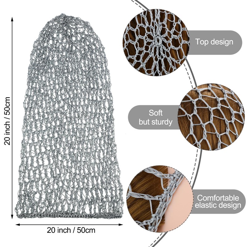 Waydress 3 Pcs Mesh Crochet Hair Net Rayon Knit Snood