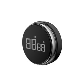 Kitchen Timer Knob Type Black 2.75in Screen Magnetic Function Battery Powered 2 Brightness Mute Setting Digital Timer