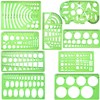 QISF Pack of 9 Circular Stencils, Circular and Oval Stencils,