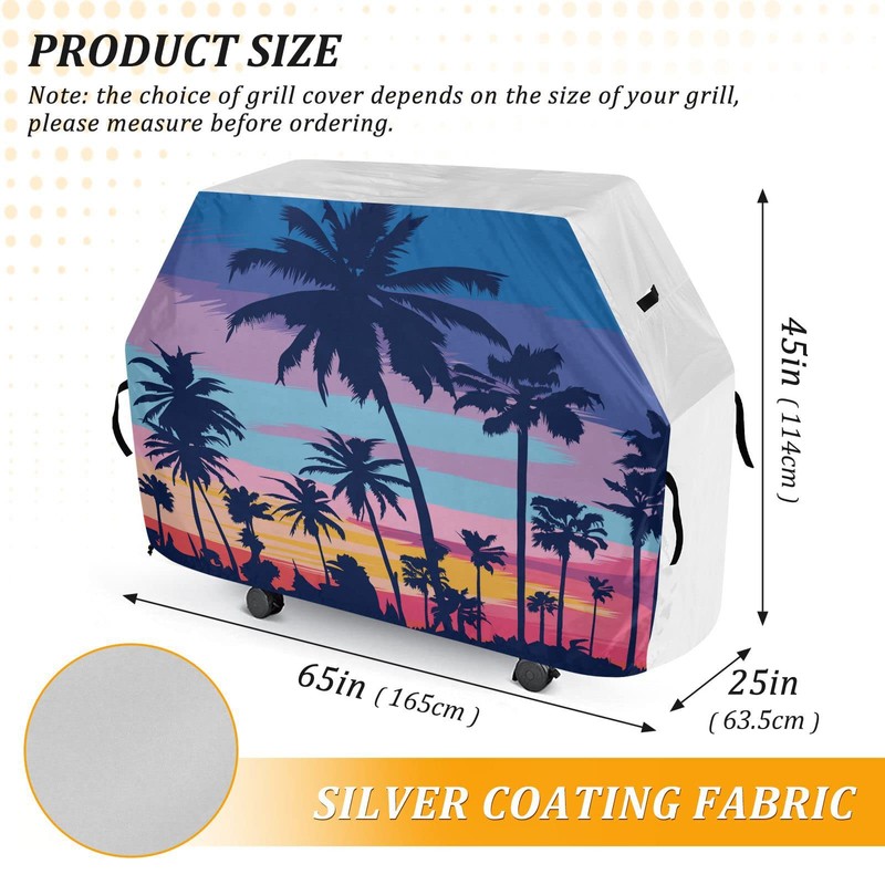 Premium Grill Cover Waterproof Beach Palm Tree Rainbow Sky Barbecue