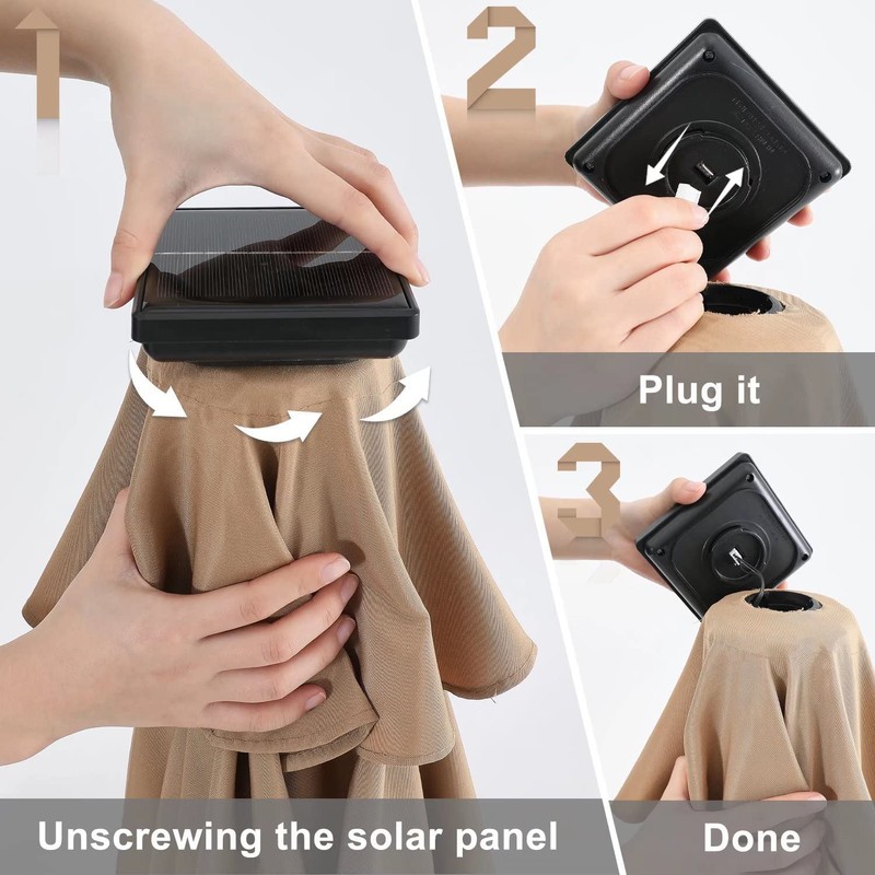 ABCCANOPY Outdoor 11FT Solar Led Patio Umbrellas with 32LED Lights