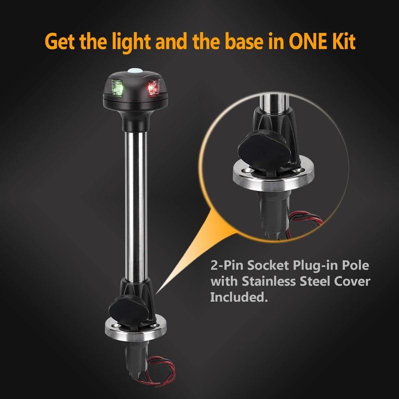MARINE SYSTEM LED Bi-Color Navigation Bow Light Red and Green