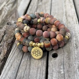 Unbranded 108 Mala Beads Picasso Jasper Bracelet Healing Meditation Prayer Necklace Gift