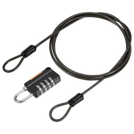 YOKIVE 1 Set 4 Digit Combination Lock with Security Cables, Outdoor Padlock Steel Lock Chains | Great for Lockers Baggage Bikes (Black, 3Ft)