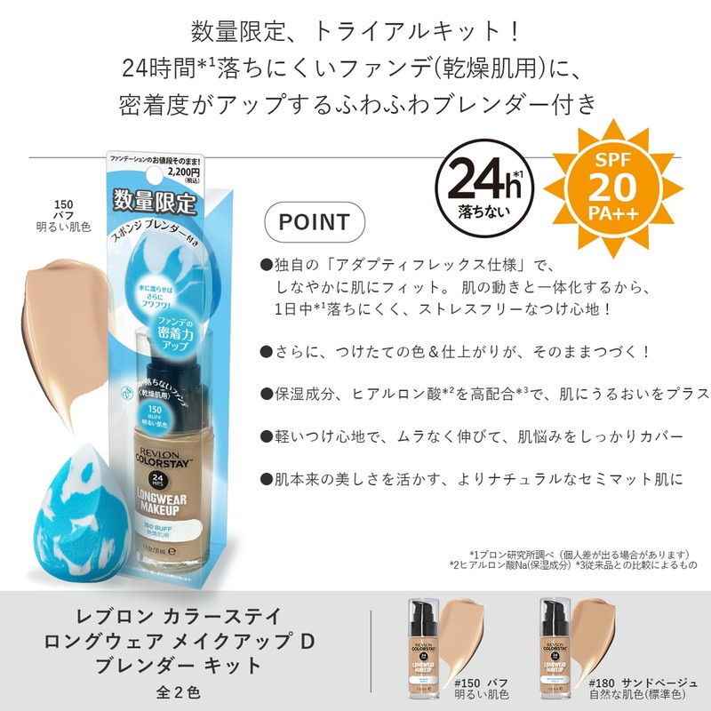 REVLON Liquid Colorstay Longwear Makeup, Liquid Foundation, D Blender Kit