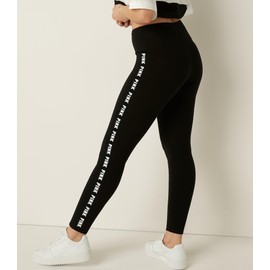 Victoria's Secret Women's Pink Logo Cotton Leggings, Leggings for Women, Black White Logo, (M)