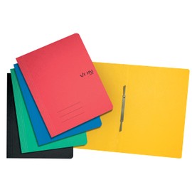 VON Leitz 30131099 Pack of 5 A4 File Folders, Cardboard, with Stapling Mechanism, for 250 Sheets, for School, Study & Home, Multicoloured