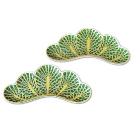 Appetizer Plate, Japanese Food Plate, 9.8 inches (25 cm), Japanese Tableware, Good Charm, Matsuba, Arita Ware, Green 2 Piece Set, Pair