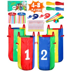 Eocolz Outdoor Carnival Games, Potato Sack Bags for Kids Adults, Egg Spoon Relay Race, 3 Legged Race Bands, Catch Tail Games, Birthday Party, Field Day Family Day Yard Lawn Easter Fall Festival Games