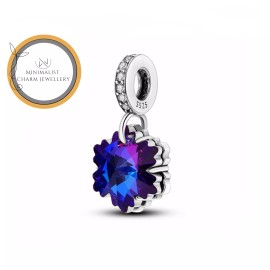 Minimalist Charm Jewelry Murano Glass Snowflake Dangle Charm, Gift For Women, Murano Glass Charm