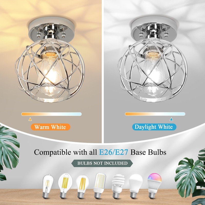 Loiogohot Hallway Ceiling Light Fixtures,Flush Mount Ceiling Lights Metal Cage