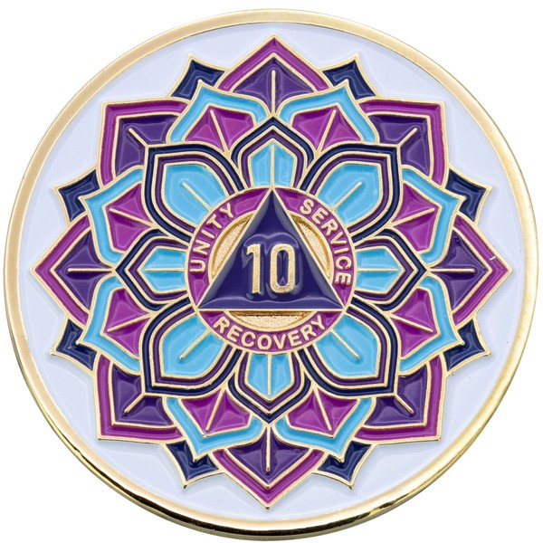 10 Year AA Coin - Sobriety Mint 'in Bloom' Lotus