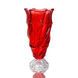 Eastern Rock Glass Flower vase 2.4lb 9.5inch,Bohemian Style, for Centerpieces,Wedding,Home Decor Glass Vase (Red)