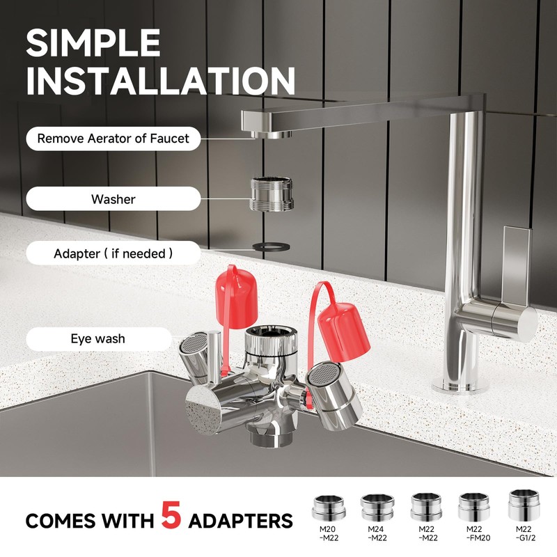ARRISEA Eye Wash Station Faucet Mounted Emergency Sink Attachment Eye