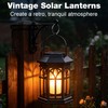 Amzxart 2 Pack Solar Lantern Outdoor Lights, Upgraded Flame Solar
