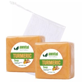 AMVital Turmeric Soap Bar for Face & Body-Acne, Dark Spots, Smooth Skin, Natural
