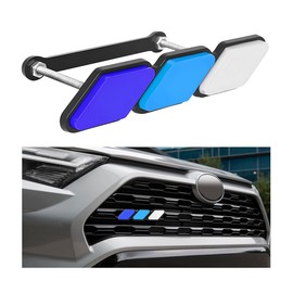 CGEAMDY 1 PC Tri-Color Grille Badge Emblem Decoration, Car Accessories Truck Label Sticker, Universal Compatible with Toyota 4 Runner Tacoma Tundra and Other Mesh or Slotted Grille (Blue）